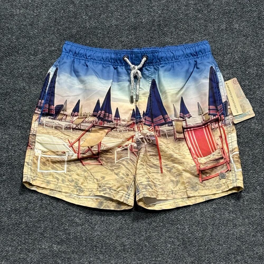 Island Haze Swim Shorts Mens Small Multicolor Beach Umbrella Print Lined Trunks